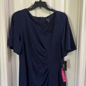 Sparkle Navy Maxi Dress with Draped Front